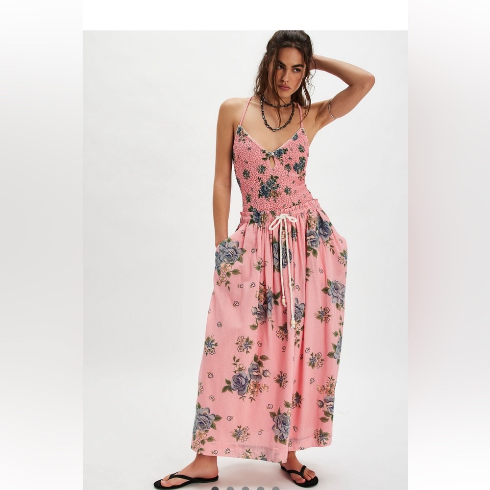NWT Free People Pink Floral Midi Dress